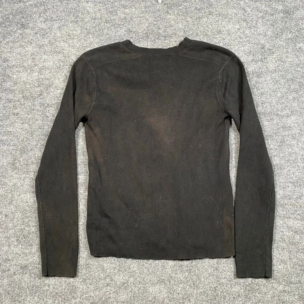 Polo Jeans Co Ralph Lauren Mens Black Ribbed V-Neck Cotton Sweater Small RL Logo